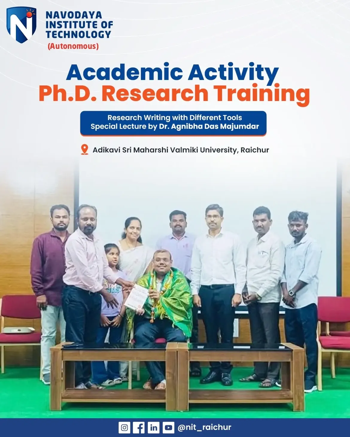 Dr. Agnibha Das Majumdar Delivers Special Lecture on Research Writing Tools